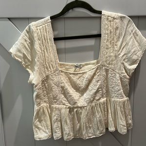 American Eagle White Lace Flowy Top